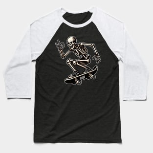 Cool Skeleton Skateboard Baseball T-Shirt